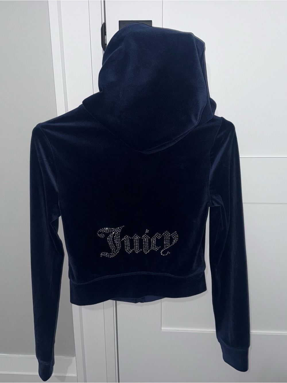 Juicy Couture Girls' Navy Velour Hooded Zip Jacket - Picture 2 of 4